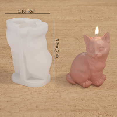 Desene animat 3D Lumânare pisică Picurare Pisicuță drăguță Lumânare pentru aromaterapie Mucegai din silicon DIY în formă de animal Mucegai de gips lucrat manual Jucărie Decor pentru acasă