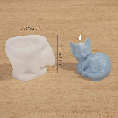 Desene animat 3D Lumânare pisică Picurare Pisicuță drăguță Lumânare pentru aromaterapie Mucegai din silicon DIY în formă de animal Mucegai de gips lucrat manual Jucărie Decor pentru acasă