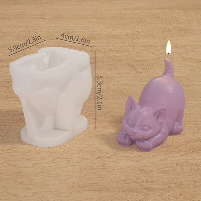 Desene animat 3D Lumânare pisică Picurare Pisicuță drăguță Lumânare pentru aromaterapie Mucegai din silicon DIY în formă de animal Mucegai de gips lucrat manual Jucărie Decor pentru acasă