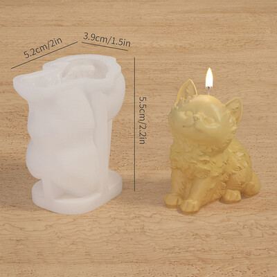 Desene animat 3D Lumânare pisică Picurare Pisicuță drăguță Lumânare pentru aromaterapie Mucegai din silicon DIY în formă de animal Mucegai de gips lucrat manual Jucărie Decor pentru acasă