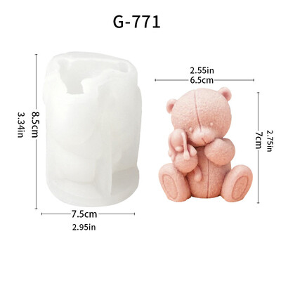 1 komad, kalup za svijeće lutka medvjed Love Bear serija silikonski kalup aromaterapija svijeća gipsani privjesak kalup za ispuštanje