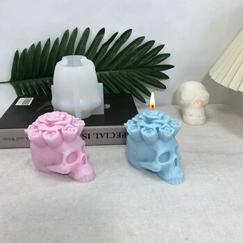 DIY Λουλούδι Skull Candle Καλούπι σιλικόνης 3D Snake Skull Crafts Γύψος ρητίνης καλούπι σκυροδέματος σαπουνιού Εργαλείο κατασκευής δώρων απόκριες