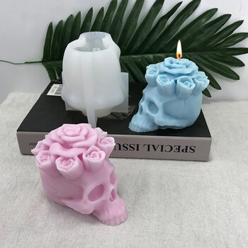 DIY Λουλούδι Skull Candle Καλούπι σιλικόνης 3D Snake Skull Crafts Γύψος ρητίνης καλούπι σκυροδέματος σαπουνιού Εργαλείο κατασκευής δώρων απόκριες