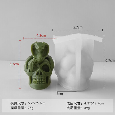 DIY lille pealuu küünal silikoonvorm 3D madu pealuu käsitöö krohv vaigu seep betoonvorm Halloweeni kingituste tegemise tööriist