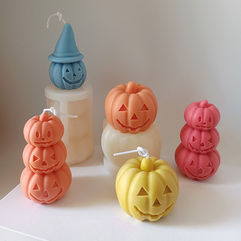 Nouă matriță pentru lumânări din silicon de Halloween, forme de dovleac 3D, pentru lumânări, săpun, ciocolată, fondant, lucrat manual, formă de rășină epoxidică 2023