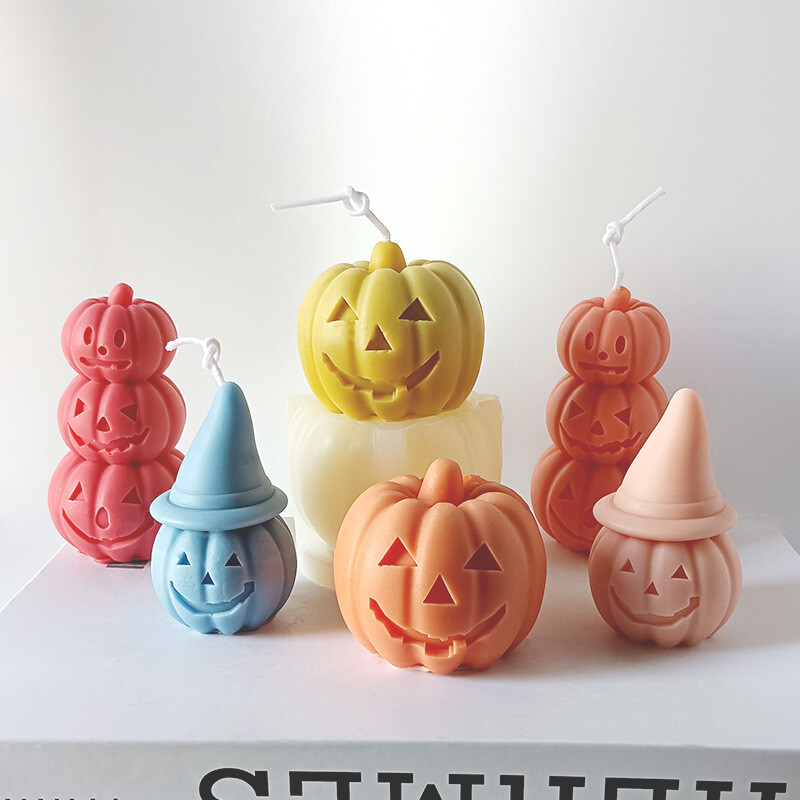 Nouă matriță pentru lumânări din silicon de Halloween, forme de dovleac 3D, pentru lumânări, săpun, ciocolată, fondant, lucrat manual, formă de rășină epoxidică 2023