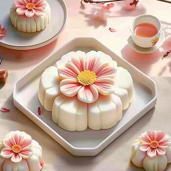 Zacko 3D Flower Ice Skin Moon Cake Φόρμα σιλικόνης DIY Creative Pastry Mung Bean Cake Σοκολατένια φόρμα σαπουνιού Κεριά Φόρμα κατασκευής