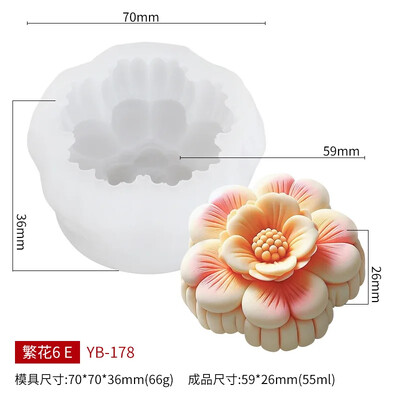 Zacko 3D flori de gheață piele de lună tort silicon matriță bricolaj creativ patiserie mung fasole tort ciocolată săpun lumânări matrițe