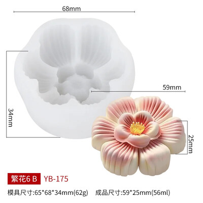 Zacko 3D flori de gheață piele de lună tort silicon matriță bricolaj creativ patiserie mung fasole tort ciocolată săpun lumânări matrițe