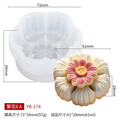 Zacko 3D flori de gheață piele de lună tort silicon matriță bricolaj creativ patiserie mung fasole tort ciocolată săpun lumânări matrițe