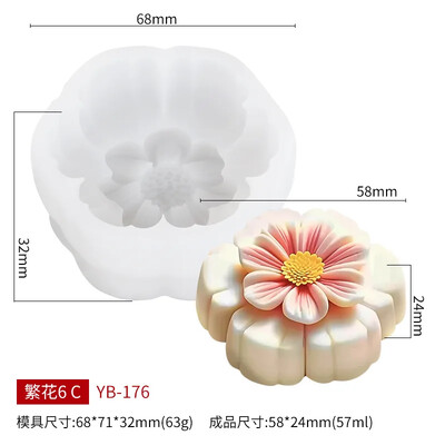 Zacko 3D flori de gheață piele de lună tort silicon matriță bricolaj creativ patiserie mung fasole tort ciocolată săpun lumânări matrițe