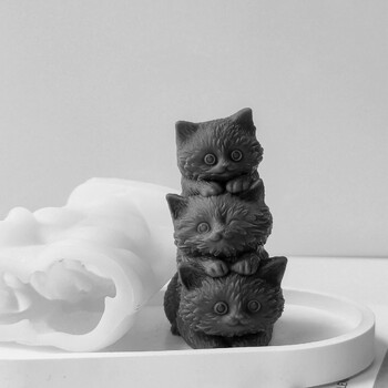 3D Kitten Candle Καλούπι σιλικόνης Χειροποίητα δώρα Διακοσμητικά γύψου ρητίνης Καλούπι Σαπούνι Κεριού Προμήθειες