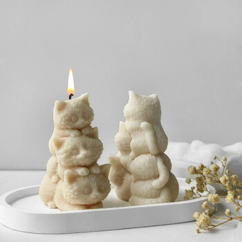 3D Kitten Candle Καλούπι σιλικόνης Χειροποίητα δώρα Διακοσμητικά γύψου ρητίνης Καλούπι Σαπούνι Κεριού Προμήθειες