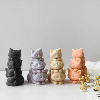 3D Kitten Candle Καλούπι σιλικόνης Χειροποίητα δώρα Διακοσμητικά γύψου ρητίνης Καλούπι Σαπούνι Κεριού Προμήθειες