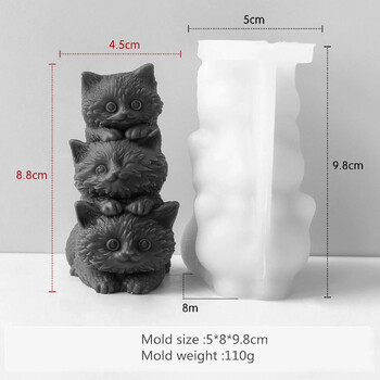 3D Kitten Candle Καλούπι σιλικόνης Χειροποίητα δώρα Διακοσμητικά γύψου ρητίνης Καλούπι Σαπούνι Κεριού Προμήθειες