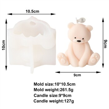 Δημιουργικό 3D Cartoon Bear Shape MoulD Silicone MoulD DIY SimulatedD Animal Aromatherapy Candle Γύψινα Διακοσμητικά Διακοσμητικά