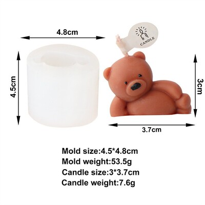 Kreatív 3D rajzfilm medve alakú szilikon forma barkácsolás állatszimulált aromaterápiás gyertya gipsz dekoratív díszek