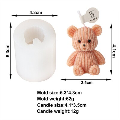 Kreatív 3D rajzfilm medve alakú szilikon forma barkácsolás állatszimulált aromaterápiás gyertya gipsz dekoratív díszek