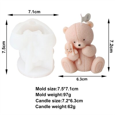 Kreatív 3D rajzfilm medve alakú szilikon forma barkácsolás állatszimulált aromaterápiás gyertya gipsz dekoratív díszek