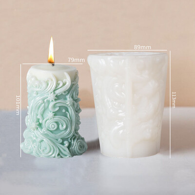 Snježna pahuljica, izrezbareni cilindrični silikonski kalup za svijeće, valovito izrezbareni cilindrični silikonski kalup za mirisnu svijeću