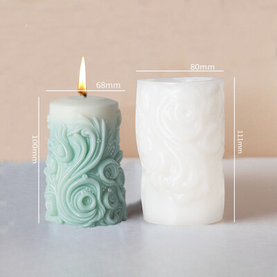 Snježna pahuljica, izrezbareni cilindrični silikonski kalup za svijeće, valovito izrezbareni cilindrični silikonski kalup za mirisnu svijeću