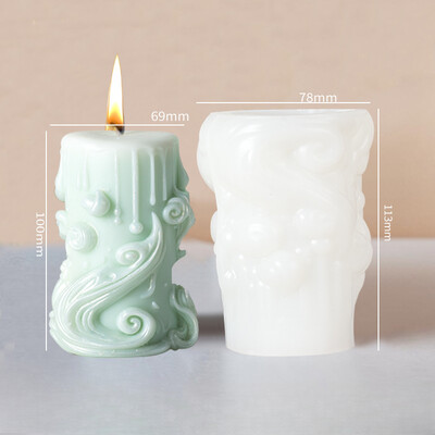 Snježna pahuljica, izrezbareni cilindrični silikonski kalup za svijeće, valovito izrezbareni cilindrični silikonski kalup za mirisnu svijeću