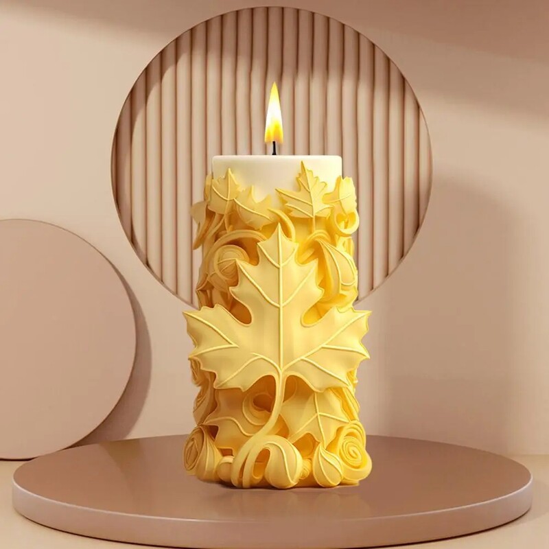 Kļavu lapu cilindru sveču silikona veidņu veidne DIY sveču veidne ģipša aromterapijas roku darbs dekorēšanai epoksīda veidne