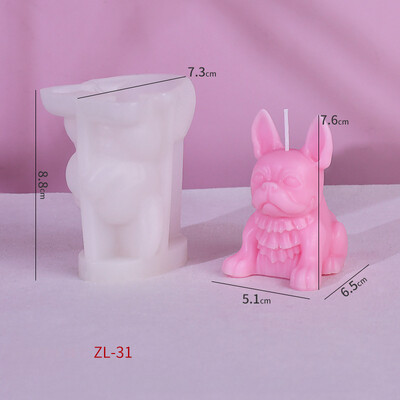 Radoša franču buldoga silikona sveču veidne DIY ģipša difuzors akmens ziepju veidnes mājas dekors