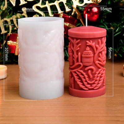 Ziemassvētku sveču silikona veidņu cilindrisks reljefs sveču veidņu komplekts ar rokām gatavotu ģipša sveķu dāvanu gatavošana brīvdienām