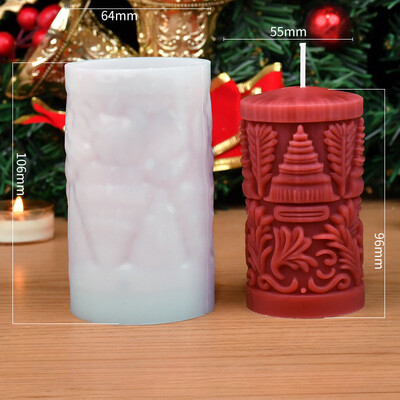 Ziemassvētku sveču silikona veidņu cilindrisks reljefs sveču veidņu komplekts ar rokām gatavotu ģipša sveķu dāvanu gatavošana brīvdienām