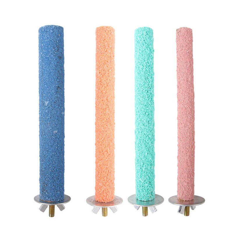 1 gab mājdzīvnieku papagaiļa nagu slīpēšanas stieņa matēta stacija staba putnu būra piederumi putnu stacijas plauktu bruņu dzirnaviņas