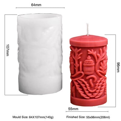 Lumânare de Crăciun Mucegai din silicon DIY Cerb Relief Lumânare cilindrică Ornamente din tencuială din silicon Decor pentru birou Mucegai din rășină epoxidică