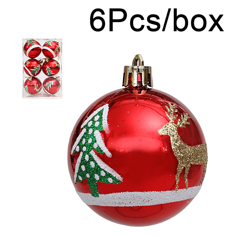 6 kom/kutija 6 cm Oslikana božićna kuglica Ukras za božićno drvce Viseći privjesak Kućni božićni ukras 2023 Navidad Novogodišnji dar