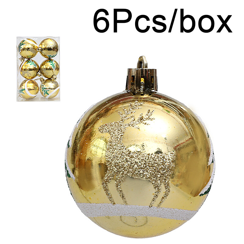 6 kom/kutija 6 cm Oslikana božićna kuglica Ukras za božićno drvce Viseći privjesak Kućni božićni ukras 2023 Navidad Novogodišnji dar