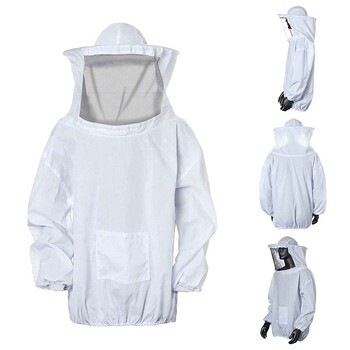 Beekeeping Protective Jacket Smock Suit Bee Keeping Sleeve Beekeeper Breathable Clothes Clothing Veil Dress with Hat Equip Suit