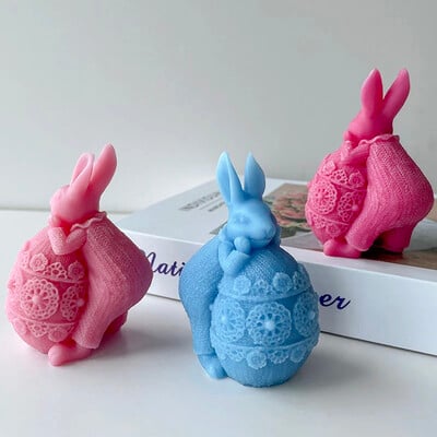 Καλούπι 3D Rabbit Kickball Κερί σιλικόνης DIY Πασχαλινό αυγό γύψινο σαπούνι εποξειδικό κρύσταλλο Εργαλεία κατασκευής Επιτραπέζια Διακοσμητικές χειροτεχνίες