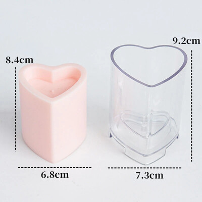 Τρισδιάστατο καλούπι κεριών κυλίνδρου σε σχήμα καρδιάς DIY Εργαλείο κατασκευής κεριών για υπολογιστή Ακρυλικό πλαστικό σετ καλουπιών Δώρο για την Ημέρα του Αγίου Βαλεντίνου