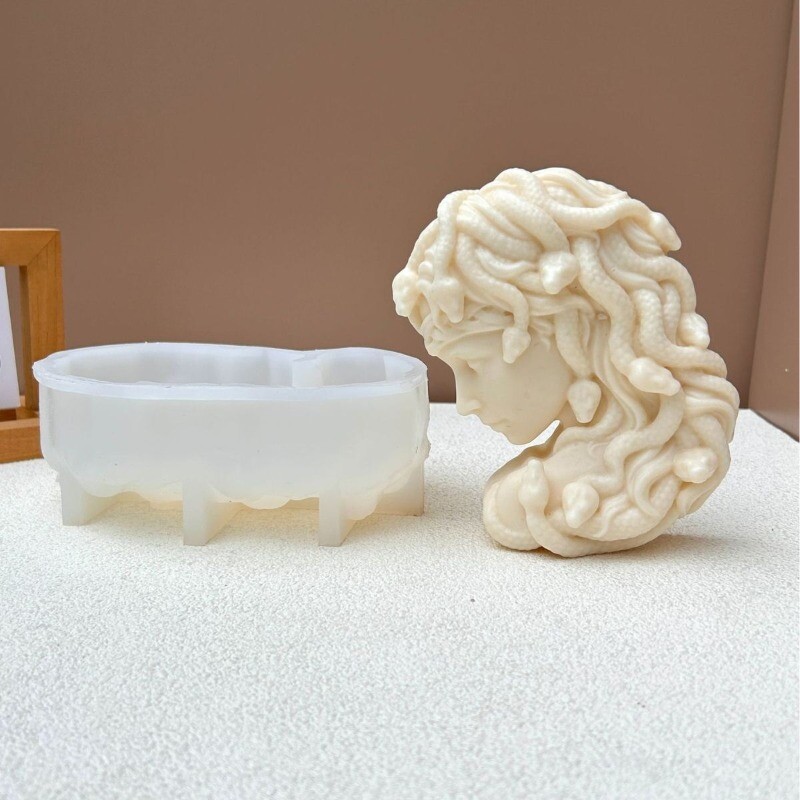 Mare Serpentine Medusa Mucegai Lumânare din Silicon 3D Medusa Portret Sculptură Tencuială Artizanat Mucegai de turnare în rășină Decorarea casei
