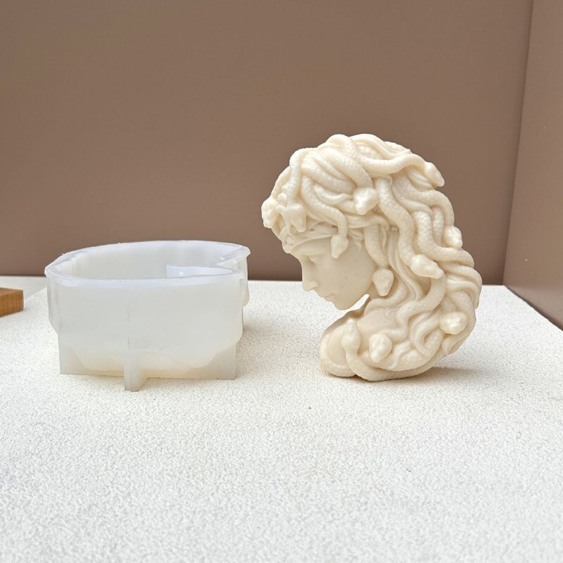 Mare Serpentine Medusa Mucegai Lumânare din Silicon 3D Medusa Portret Sculptură Tencuială Artizanat Mucegai de turnare în rășină Decorarea casei