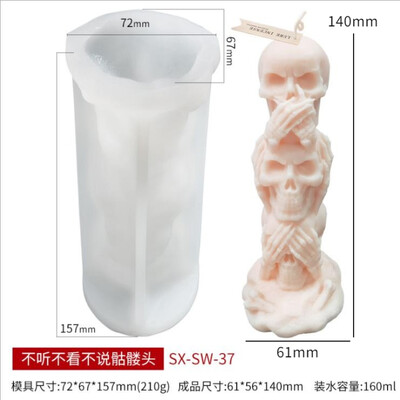 3D csontváz szilikon gyertyaforma barkácsolás Halloween szellemfej gipsz szappan epoxi kristályöntő kellékek lakberendezési parti ajándékok