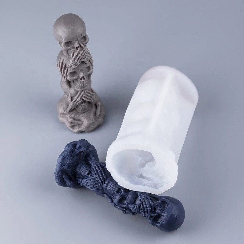 3D csontváz szilikon gyertyaforma barkácsolás Halloween szellemfej gipsz szappan epoxi kristályöntő kellékek lakberendezési parti ajándékok