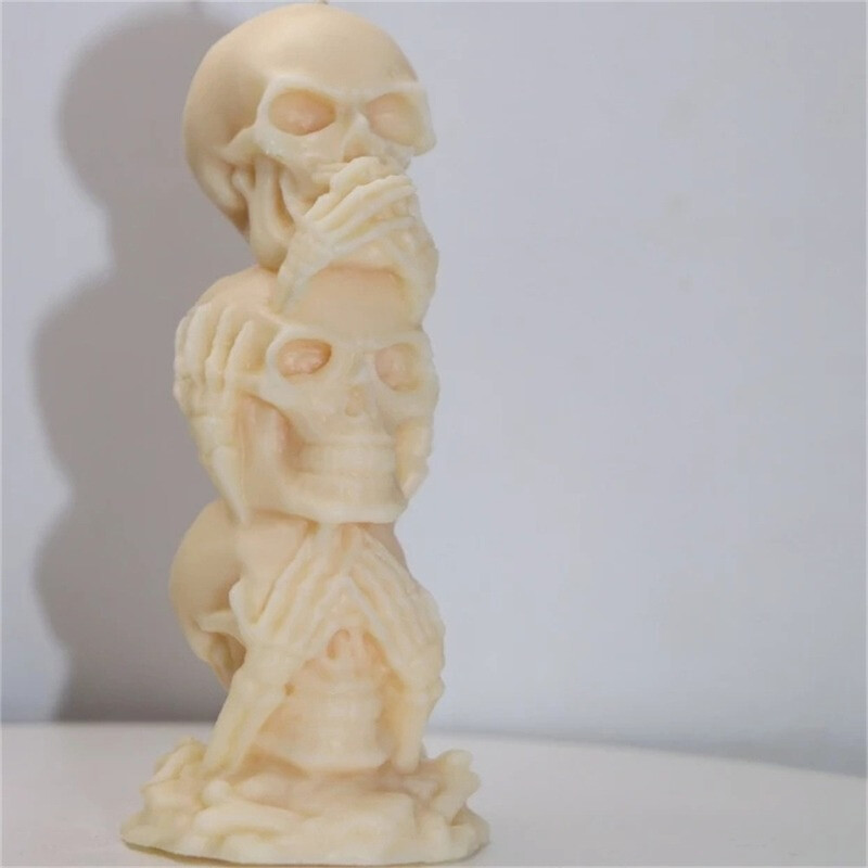 3D csontváz szilikon gyertyaforma barkácsolás Halloween szellemfej gipsz szappan epoxi kristályöntő kellékek lakberendezési parti ajándékok