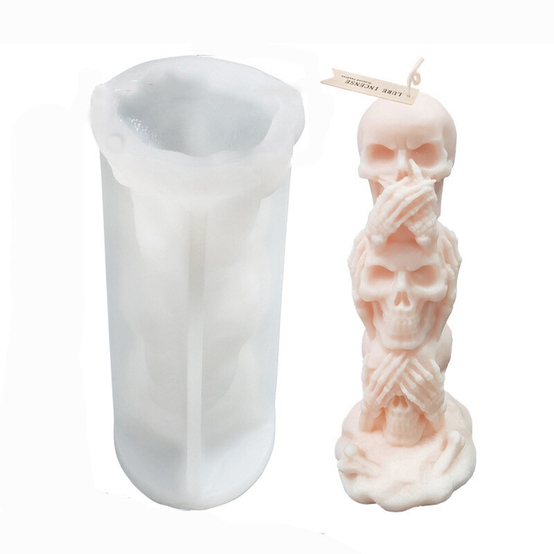3D csontváz szilikon gyertyaforma barkácsolás Halloween szellemfej gipsz szappan epoxi kristályöntő kellékek lakberendezési parti ajándékok