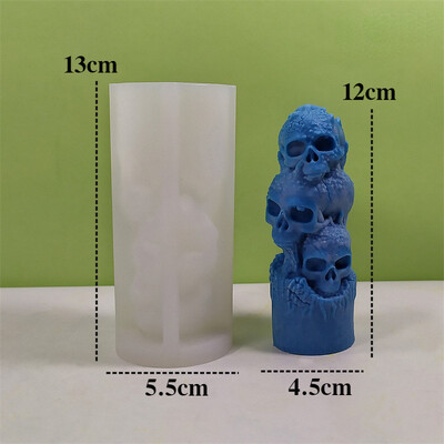 Novi 3D lubanja Silikonski kalup za svijeće Noć vještica Ručno izrađene lubanje Ukrasi Gipsani sapun Epoksi Alat za lijevanje kristala Poklon za zabavu