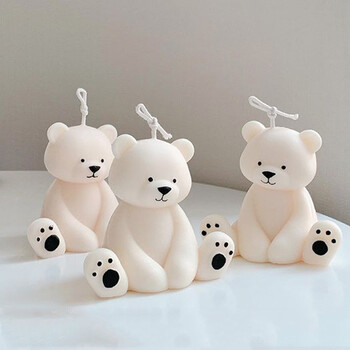 Μεγάλο 3D Sitting Bear Aromatherapy Candle Mould Silicone Diy Cute Animal Plaster Craft Resin Mold Χειροποίητο κιτ κατασκευής κεριών σαπουνιού