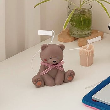 Μεγάλο 3D Sitting Bear Aromatherapy Candle Mould Silicone Diy Cute Animal Plaster Craft Resin Mold Χειροποίητο κιτ κατασκευής κεριών σαπουνιού