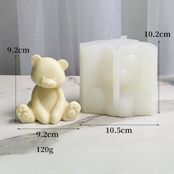 Μεγάλο 3D Sitting Bear Aromatherapy Candle Mould Silicone Diy Cute Animal Plaster Craft Resin Mold Χειροποίητο κιτ κατασκευής κεριών σαπουνιού