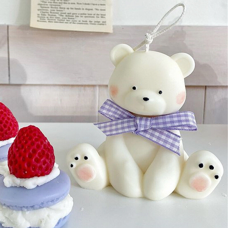 Liels 3D sēdošs lācis aromterapijas svece, silikona veidne Diy cute dzīvnieku ģipša amatniecības sveķu veidne roku darbs ziepju sveču izgatavošanas komplekts