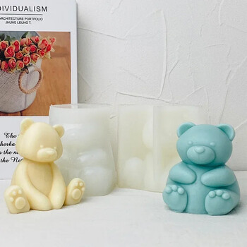 Καλούπι κεριού σιλικόνης Large Bear 3d Seated Bear Aromatherapy Γύψινο σαπούνι ρητίνης Crafts Καλούπια χύτευσης Δώρο διακόσμησης σπιτιού