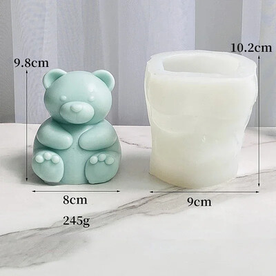 Καλούπι κεριού σιλικόνης Large Bear 3d Seated Bear Aromatherapy Γύψινο σαπούνι ρητίνης Crafts Καλούπια χύτευσης Δώρο διακόσμησης σπιτιού